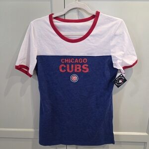 Women's Small Chicago Cubs Shirt Fitted Jersey T-shirt NWT Officially Licensed